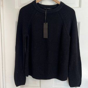 Jenni Kayne Cotton Fisherman Sweater Black Size M NWT